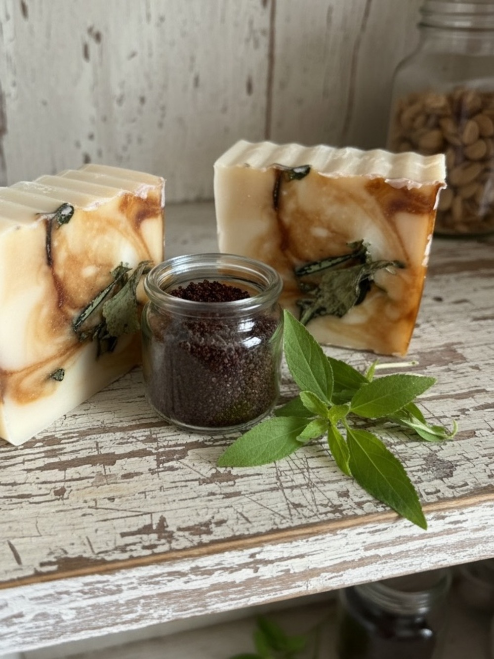 Handcrafted Vanilla, Cafe Stevia Herbal Soap Bar - Cream & Brown -Shea- 5 oz
NWT